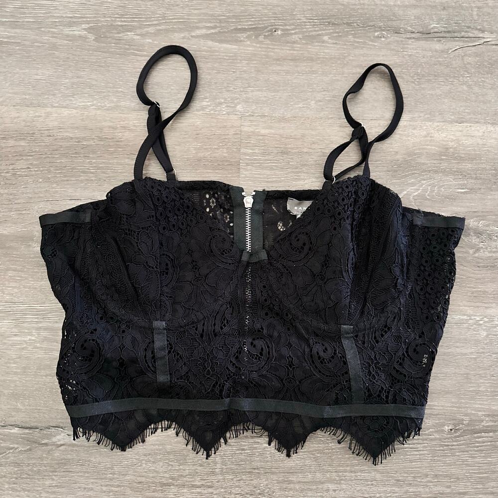 Sans Souci Bra Corset Top Tank Black Lace Sexy Medium Lingerie Bustier NEW